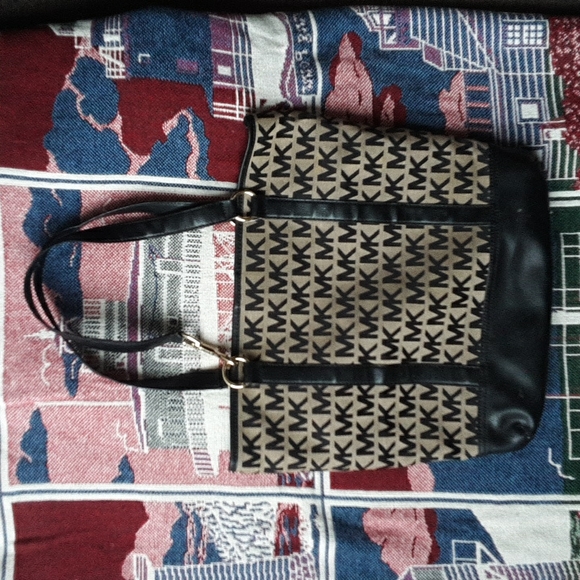 MICHAEL KORS MK Signature Logo  Leather/Canvas Tote Handbag - Picture 6 of 6